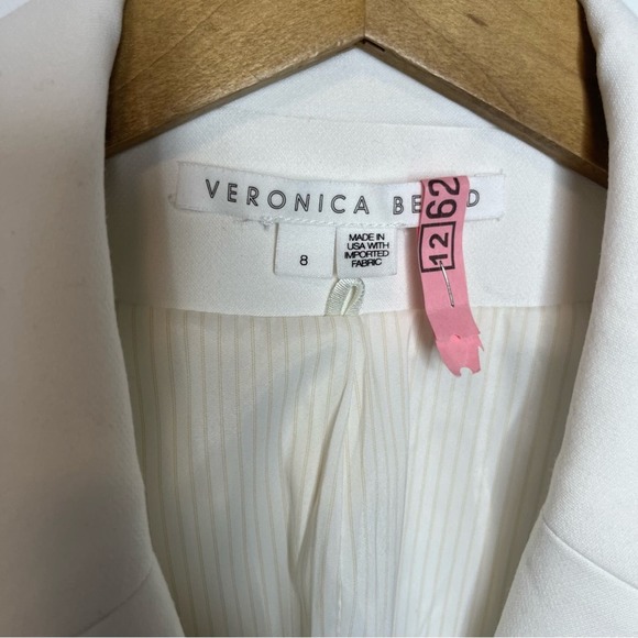 Veronica Beard Ivory Thaddeus Double Breasted Dicky Jacket Blazer Size 8 - Picture 4 of 12